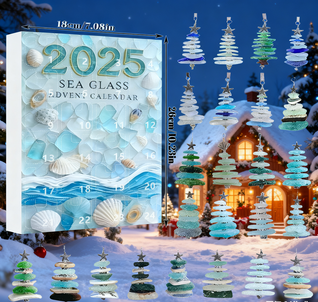 Limited Edition, Only 100 Sets Left!-🌊✨Sea Glass Christmas Tree Advent Calendar 🎄❄️🎁