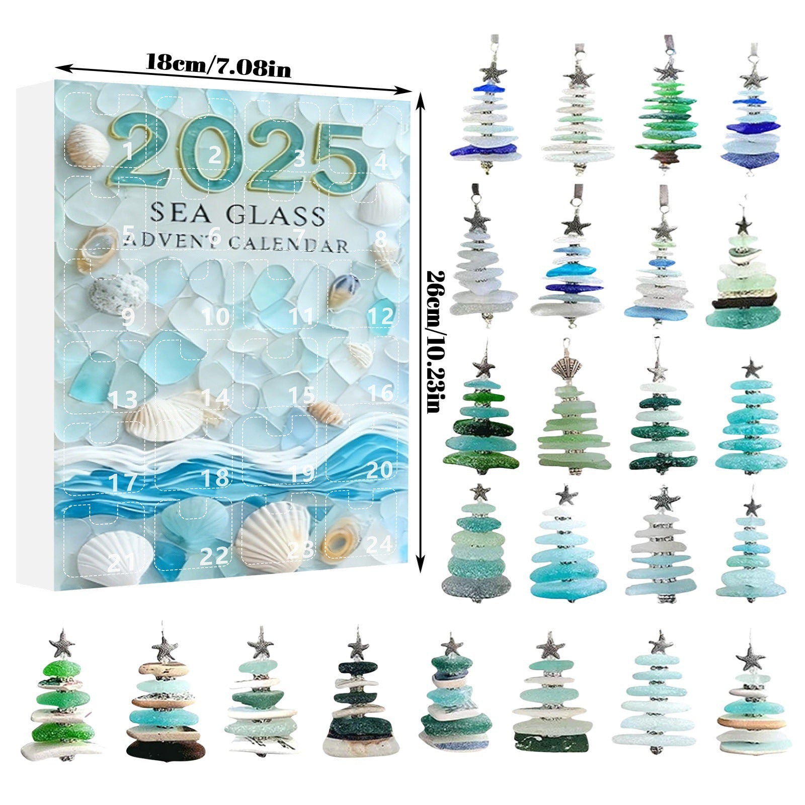 Limited Edition, Only 100 Sets Left!-🌊✨Sea Glass Christmas Tree Advent Calendar 🎄❄️🎁
