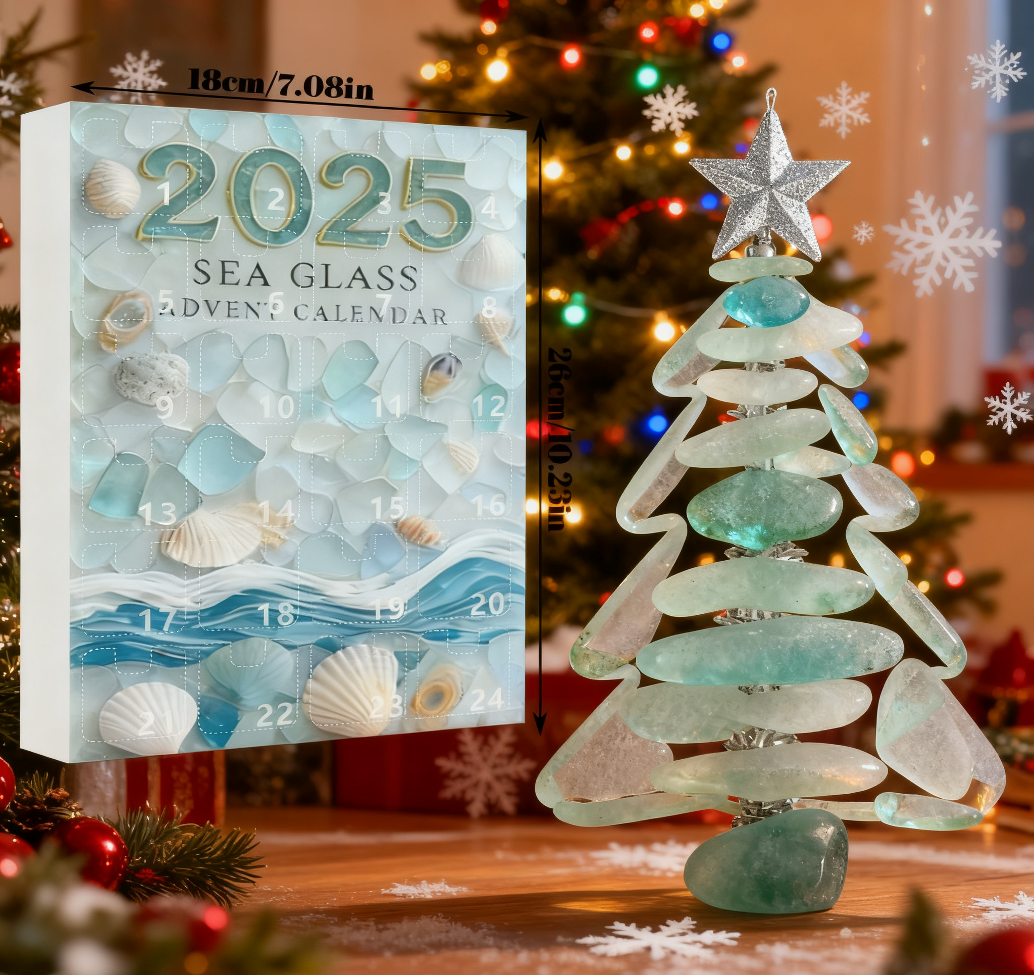 Limited Edition, Only 100 Sets Left!-🌊✨Sea Glass Christmas Tree Advent Calendar 🎄❄️🎁